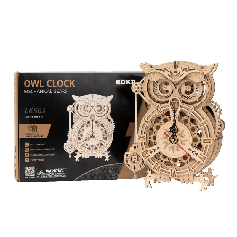 BricoKit™ - Gufo Orologio in Legno 3D